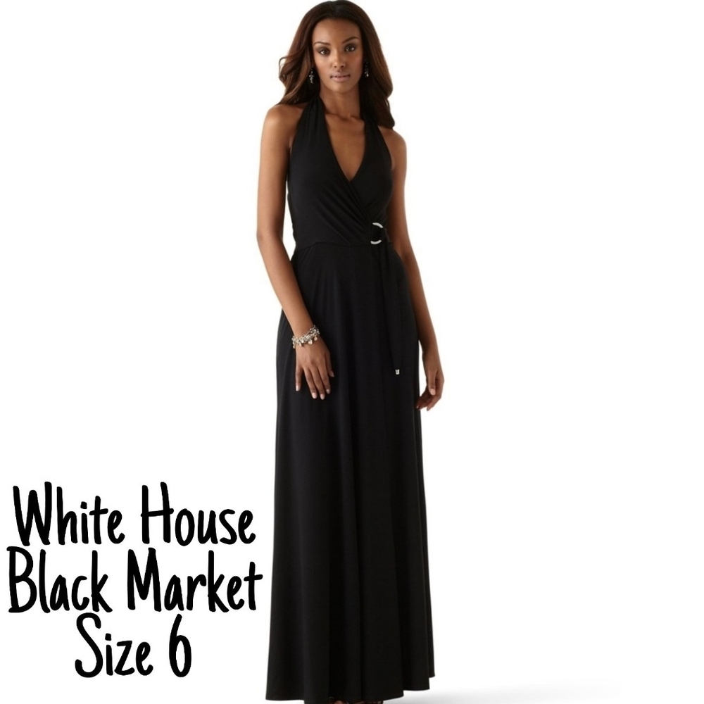 White House Black Market Classic Black Maxi Dress